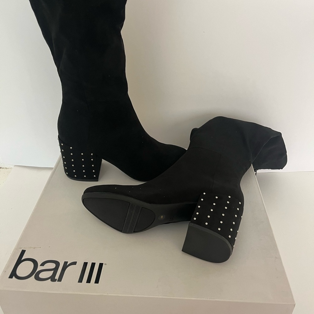 Bar 111 grand heel studded block heel knee high boot
